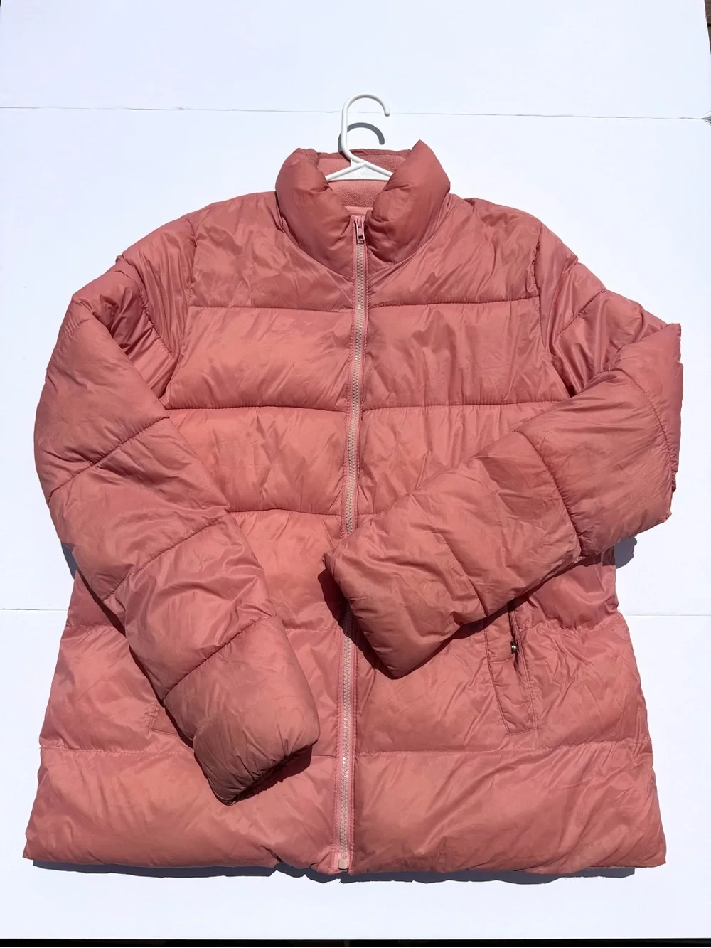 Old Navy Women's Pink Fleece-Lined Puffer Full Zip Coat Jacket Size L